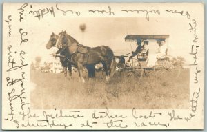 SUSSEX NJ HORSE DRAWN CARRIAGE ANTIQUE REAL PHOTO POSTCARD RPPC to LAMBERTVILLE