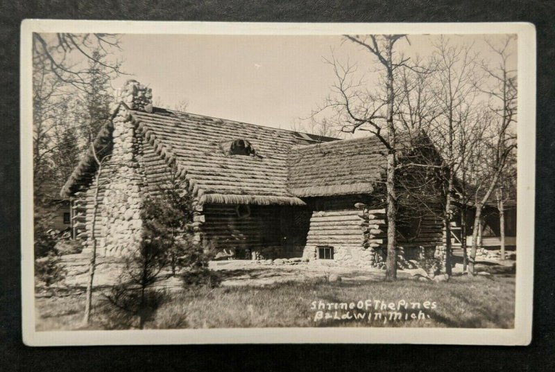 Mint Vintage Shrine of the Pines Baldwin Michigan MI Real Photo Postcard RPPC