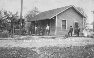 J24/ Seville Ohio Postcard REPRINT Electric Trolley Depot Station  238