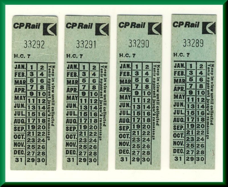 4 Canadian Pacific (CP) Railway/Railroad/RR Tickets, Pre VIA