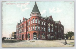 State View~Turner Hall On Corner @ Davenport Iowa~Vintage Postcard