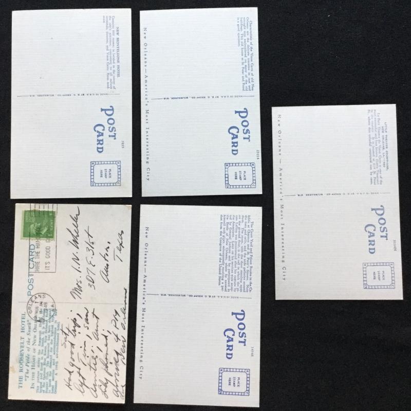 5 Postcard 4 Linen 4 Unused Hotels & Architecture New Orleans LA LB