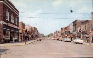 Shawano Wisconsin WI Classic 1950s Cars Street Scene Vintage Postcard