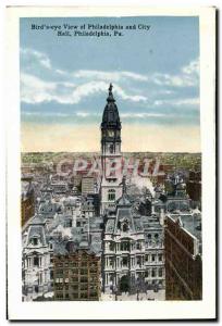 Postcard Old Bird s & # 39Eye View Of Philadelphia And City Hall Philadelphia...
