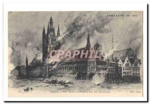 Campaign 1914 Old Postcard Ypres The hall burned by the Germans