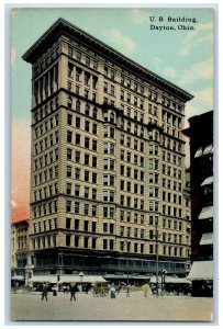 1912 UB Building View Horse Carriage Dirt Road People Dayton Ohio OH Postcard