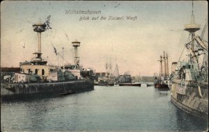 Wilhelmshaven Germany Waterfront Steamers c1910 Vintage Postcard