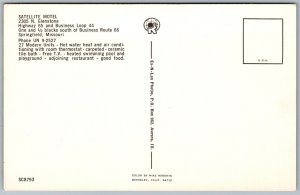 Vtg Springfield Missouri MO Satellite Motel Route 66 1960s Roadside Postcard