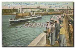 Old postcard Dieppe thrown into the arrinee a boat cruise ship