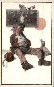 Fisk Tires Hobo Tramp Bum c1910 Postcard UNSIGNED NORMAN ROCKWELL EXC COND