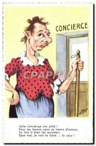 Old Postcard Fantasy Humor Concierge