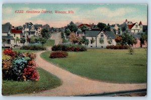 Wausau Wisconsin WI Postcard Residence District Aerial View Garden Houses 1911