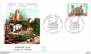 FDC France  Narbonne Estampe 1972 Cathedrale