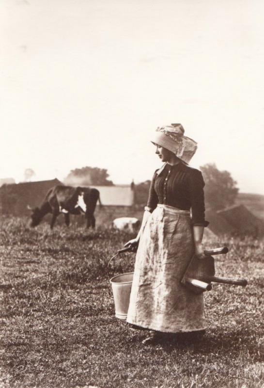 Victorian Dairy Milk Maid Low Hawsker Farm Whitby Yorkshire Postcard