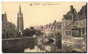 Old Postcard Bruges Rosary Quay To Dyver