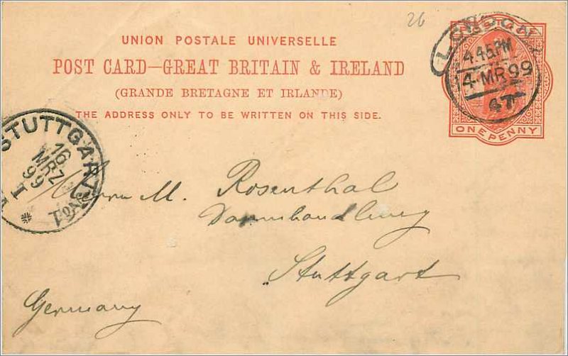 Entier Postal Stationery Postal Great Britain Great Britain 1899 London to St...