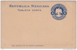 Bi-fold, Letter Postcard, Republica Mexicana, Cinco Centavos Estampilla, Mexi...