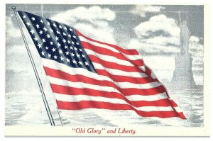 Old Glory & Liberty Flag Postcard