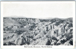 c1940s Bowman, ND Bad Lands Birds Eye Litho Photo Bloom Bros Postcard N.D. A120