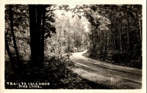 RPPC Trail to Idle Hour Resort, Pike Lake WI c1938 Vintage Postcard I55