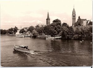 VINTAGE CONTINENTAL SIZE POSTCARD REAL PHOTO RPPC LAKE VIEW BERLIN GERMANY