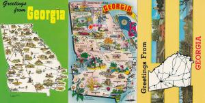 Georgia Map 3x Postcard s