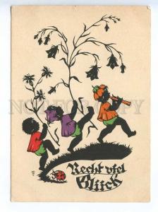 241612 GERMANY Elf gnomes musician ladybug silhouette Vintage