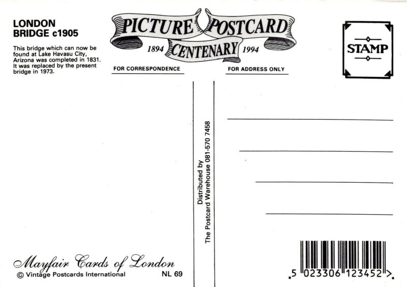 London Postcard - A Busy London Bridge c.1905 - RR8997