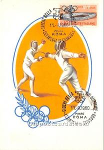 Fencing Olympic 1960 Stamp on front 