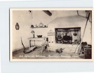 Postcard Old Spanish Kitchen, Ramona's Marriage Place, San Diego, California
