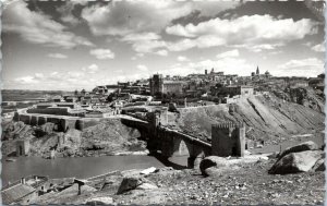 postcard rppc Toledo, Spain - Saint Martin's Bridge and partial view