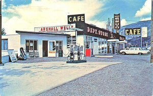 Cache Creek B.C. Canada Gas Station Cafe, Department Store Old Cars, Postcard