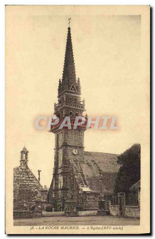 Old Postcard La Roche Maurice church XVI century