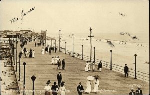 Long Beach Long Island New York NY Boardwalk c1910 Real Photo Postcard #1