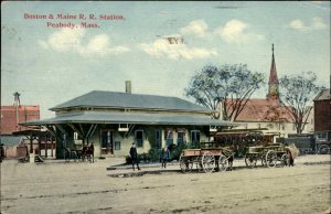 Peabody MA B&M RR Train Station Depot c1910 Postcard