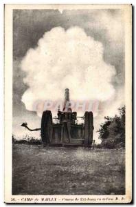 Postcard Old Army Camp Mailly Canon 155 in action