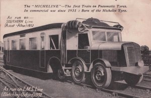 Micheline LMS First Tyre Train Waterloo Station Advertising Old Postcard