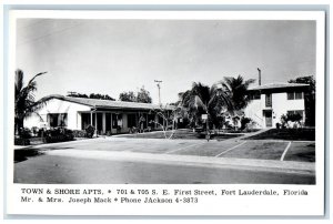 c1950's Town & Shore Apts. Fort Lauderdale Florida FL RPPC Photo Postcard