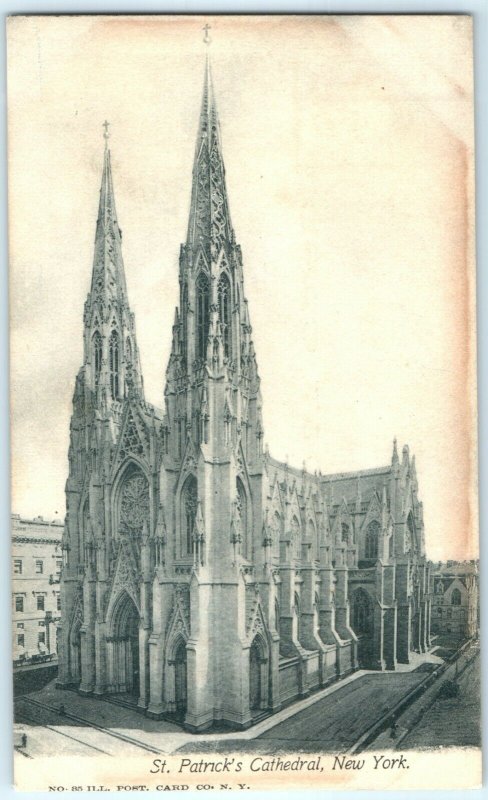 c1900s New York City, St Patrick's Cathedral Postcard Catholic Church Vtg A12