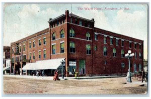 c1912 Aberdeen South Dakota Ward Hotel & Restaurant Building Dirt Road Postcard