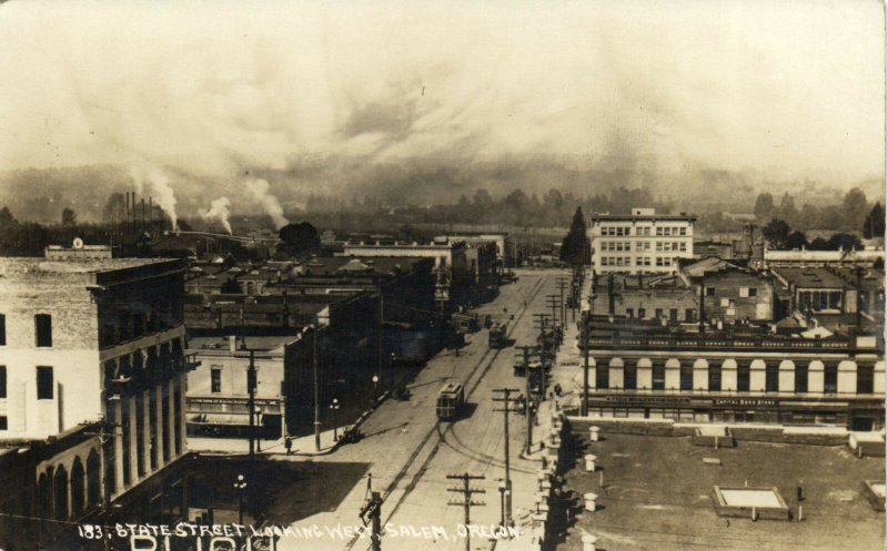 PC CPA US, OREGON, SALEM, STATE STREET 1913, REAL PHOTO POSTCARD (b5461)