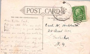 Greetings - Cheery Greeting, friendly Hello - Three Girls - Embossed - c1908