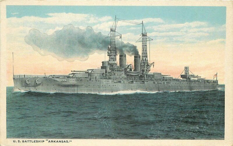 Kaufman Teich 1920s US Battleship Military Arkansas Postcard 20-4493