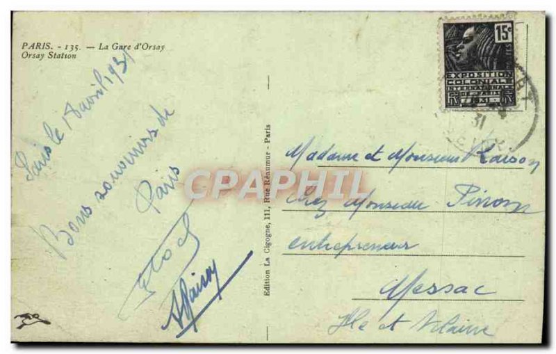 Old Postcard The Paris Gare D & # 39Orsay