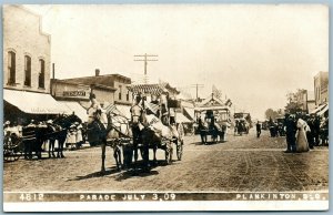 PLANKINTON SD 1909 PARADE ANTIQUE REAL PHOTO POSTCARD RPPC US FLAGS PATRIOTIC