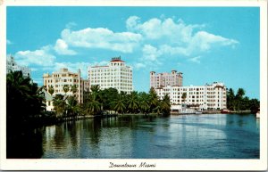 Vtg 1950s Downtown Miami from across the Miami River Florida FL Postcard