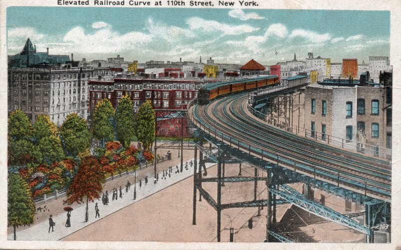 13249 Elevated Railroad Curve at 110th Street, New York City