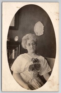 RPPC Victorian Woman White Gray Hair In Style of Marie Antoinette Postcard G30