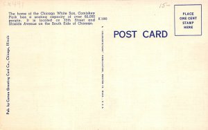 F56/ Chicago Illinois Postcard Linen Comiskey Park Baseball Stadium Night 1