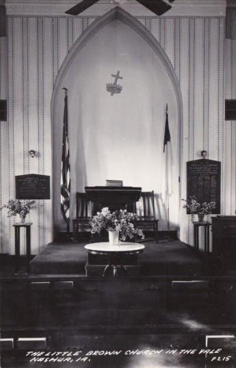 Interior The Little Brown Church In The Vale Nashua Iowa Real Photo